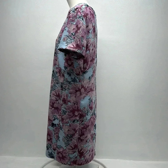 Babaton Patricio Dress Shift Mini Crepe Short Sleeve Floral Blue Purple Size 10 - Picture 5 of 10